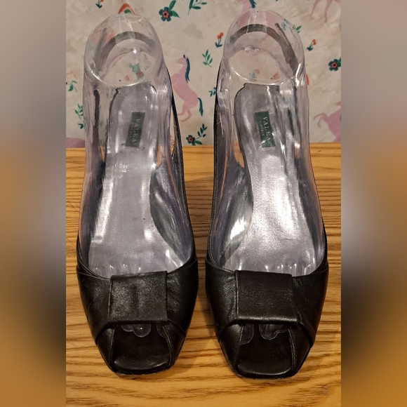 Vintage Valea Firenze Black Sheep Skin Sling Embellished Heel Pump Shoe SZ 6.5 - Picture 2 of 9